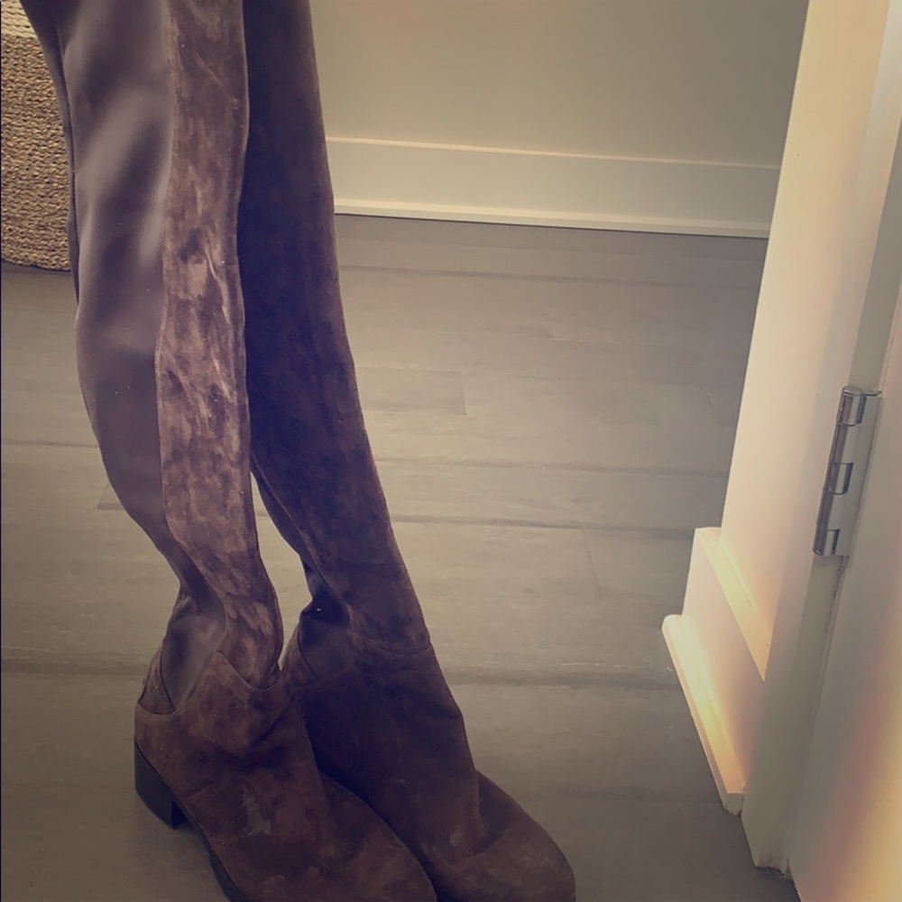 Tory Burch over the knee brown suede boots